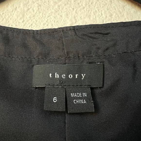 Theory Bonbi W Black Silk Zip Front Fit & Flare Mini Dress Size 6 - Picture 4 of 6